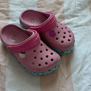 CROCS Pink and Teal Kids Slippers